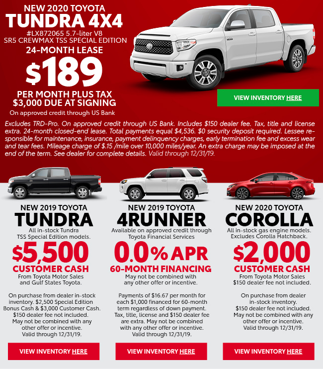 Available Toyota Car & SUV Leasing Specials in Richardson, near